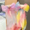 Acessórios de Cabelo para Meninas, Enfeites de Cabelo Infantis, Presilhas de Cabelo Trançadas com Fita de Laço com Franjas de Pérolas, Tiaras de Verão de Princesa, Elásticos de Cabelo para Meninas