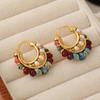 Pendientes de Aro con Forma de C de Colores Retro de Lujo Ligero Francés con Cuentas y Aguja de Plata 925 Diseño Original Pendiente Creativo de Perla para Mujer