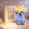 Lâmpada de Flor Rosa Famosa na Internet com Luz de Cristal e Base de Madeira Maciça, Dia dos Namorados, Festival Qixi, Decoração de Aniversário, Presente de Feriado