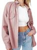 Transfronterizo 2024 Amazon Nuevo Solapa Color Sólido Bolsillo PU Cuero de Mujer Moda Casual Top de un Solo Botón Mujer