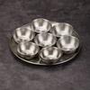 Plato de acero inoxidable 304 con sabor coreano, forma de abanico, dorado, para salsa, salsa, condimento triple, olla caliente, plato de dos compartimentos