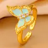 Nuevo Anillo de Mariposa Luminoso del Reino de las Mariposas Anillo de Esmalte Fluorescente de Lujo Ligero para Niñas Accesorios de Mano de Estilo Nacional de Gama Alta