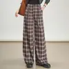 Pantalones de Cuadros de Moda de Pierna Ancha para Mujer 2025 Otoño Nuevos Pantalones Casuales Sueltos Moda Adelgazantes Caída Pantalones Rectos