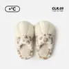 Chinelos de algodão com estampa de pata de gato TPR transfronteiriços, chinelos femininos de inverno espessos e quentes, chinelos de casal, antiderrapantes, forrados com fleece, chinelos de pelúcia, masculinos
