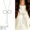 Cadena para Suéter de Collar Largo Geométrico, Accesorio de Lujo de Alta Gama, Versátil y de Moda, Colgante de Perla para Otoño e Invierno