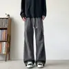 Calça de espinha de peixe plissada estilo americano, nova coleção de outono masculina, calça reta solta, calça pantalona plus size para homens maiores