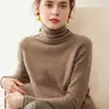 Suéter de Cachemir de Color Sólido de Cuello Alto Nuevo Estilo Otoño e Invierno para Mujer Suelto Adelgazante Dobladillo Enrollado Tejido Corto Capa Interior Capa Base