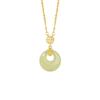 Original Slub Sterling Silver 925 Hetian Jade Colar Mulheres Novo Estilo Chinês Fu Marca Ping An Buckle Cadeia de Quatro Folhas Clover Pingente