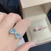 Anillo Regalo Rosa Princesa Brillante Versa Chapado en Color Oro de 18K Zirconia Tesoro Anillo Abierto Amor de Niñas