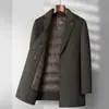 Outono e Inverno Novo Casaco Masculino de Lã de Comprimento Médio de Lã de Dupla Face Casaco Masculino com Forro Removível Corta-vento Espessado para Meia-Idade