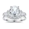 Anillo de Compromiso de Plata S925 con Diseño de Cruz de Estilo Nuevo Europeo y Americano, Set de Anillos de Boda Transfronterizos, Anillo de Compromiso de Diamante Redondo de Alto Carbono de Lujo Ligero