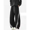 Pantalones deportivos de tres rayas con diseño retro americano para hombre, moda urbana, deportivos, holgados, versátiles, pantalones largos casuales para hombre