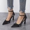 Tacones Altos para Mujer 2024 Primavera y Otoño Nuevo Estilo Flats de Boca Baja Punta Afilada Correa con Hebilla Recorte Stiletto Zapatos de Trabajo
