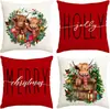 Funda de almohada navideña más vendida transfronteriza con estampado festivo de Papá Noel, funda de almohada para decoración del hogar, venta al por mayor directa del fabricante