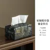 Bolsa de Tecido Estilo Japonês para Armazenar Lenços de Papel, Caixa de Lenços Doméstica de Alto Padrão Estilo Chinês para Sala de Estar e Sala de Chá, Design Criativo Espessado, Atacado