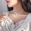 Collar con colgante de perla de mijo tejida a mano, con diamantes y cadena de clavícula, para mujer, nuevo producto de Internet, joyería explosiva.
