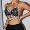 AYJ Europeu e Americano Amazon sexy vazado verão novo pedra preciosa corrente de metal camisola de biquíni