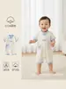 Mono de Bebé 100% Algodón Clase A, Pijama de Bebé de Manga Corta para Verano, Ropa Transpirable Delgada para Aire Acondicionado para Niños y Niñas