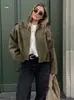 Chaqueta de Aviador Estilo Europeo y Americano para Primavera y Otoño 2025 con Mangas Murciélago, Cierre de Cremallera, Corte Holgado, Textura de Gamuza, Top Casual para Mujer B6