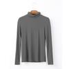 Otoño/Invierno Nueva camiseta de manga larga para mujer color liso cuello alto modal talla grande camiseta básica top para mujer una generación de pelo