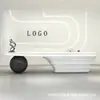 Mostrador Delantero Pintado Fibra de Vidrio Mostrador de Recepción Salón de Belleza Moderno Forma Especial Creativa Barra de Servicio Mostrador de Consultas para Empresas Personalización