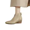 Botas de tornozelo forradas com fleece para mulheres, perfeitas para o outono e inverno. Estas botas Chelsea de sola macia são confortáveis e não vão cansar os seus pés.. Ideal para mães de meia-idade e idosas, combinam bem com vestidos