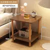 Mesita de Noche Minimalista Moderna para Apartamentos de Alquiler, Mesa Pequeña con Patas de Madera Maciza, Estante Pequeño de Almacenamiento Minimalista para Mesita de Noche de Dormitorio