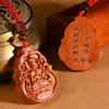 Colar do Deus Guardião de Madeira de Pessegueiro, Pingente de Buda do Ano de Nascimento dos Doze Signos do Zodíaco, Corrente de Suéter das Oito Divindades Guardiãs, Colar do Bodhisattva do Ano de Nascimento