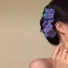 ¡Mariposa morado humo! Horquilla de flor de temperamento de hada súper para primavera y verano, pinza lateral de mariposa azul, horquilla para la parte trasera de la cabeza, anillo para llevar para mujer