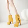 2026 Novas Botas de Cano Curto Redondas Estilo Francês e Europeu 40-50 Impermeáveis com Solado Grosso Meio da Panturrilha Botas de Couro Modernas