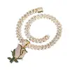 Colgante de Rosa Multicolor de Diamante Completo Transfronterizo Europeo y Americano Collar de Flor Creativo Personalizado de Cadena Cubana Hip-Hop de Moda