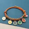 Pulsera de Flor de Durazno de los Cinco Dioses de la Riqueza Estilo Tíbet, Cordón Tejido a Mano Nudo de Flor de Durazno, Pulsera Thangka de Cuerda Multicolor Estilo Étnico