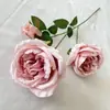 Tela Cepillada 3 Piezas Austin Rose Decoración para el Hogar Hotel Arreglo Floral Ramo de Rosas Artificiales Flores Artificiales