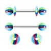 Juego mixto de 12 colores de junta de color transfronteriza, perforación de uña de acrílico tipo lengua, anillo para pezón, joyería para uñas de tira, venta al por mayor