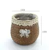 Cesta de Flores de Rattan Sintético Trançada Manualmente Arranjo de Flores Arte Floral Artesanal Loja de Flores Trançada Cesta de Flores Enfeite de Sala de Estar Adereço para Foto Cesta Rústica