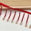 6.5cm Encaje de cuentas hecho a mano Accesorios para disfraces de escenario DIY Estilo étnico Cinta Flecos Rojo y dorado