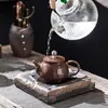 Cerámica Gruesa Simple Cuadrada Maceta Bandeja de Té Cerámica Bandeja de Almacenamiento de Agua Bandeja de Almacenamiento de Agua Seca Burbuja Mesa Base para Olla Accesorios para Ceremonia del Té Venta al por Mayor