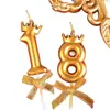 Figuras de Corona de Celebridad Cibernética con Lazo 0-9 Velas para Insertar Decoración de Pastel de Cumpleaños Mesa de Postres de Año Viejo Fiesta Disfraces