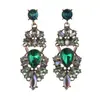 Pendientes retro de cristal super flash estilo nacional de alta gama para mujer, pendientes largos exagerados, joyería para orejas transfronteriza de Europa y Estados Unidos, venta al por mayor