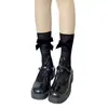 Calcetines de lazo de terciopelo para mujer, calcetines jk con encaje, calcetines finos de lolita para primavera y verano, calcetines de canalé de media caña, calcetines dulces con encaje