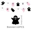 Decorações de Festa Temática de Fantasma para Halloween da Amazon em Preto e Rosa, Artigos de Festa Festivos, Banners e Adereços