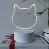 Venta al por mayor de fábrica tablero de escritura DIY de moda en internet luz nocturna luz nocturna 3D tablero de mensajes luminoso acrílico borrable