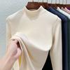 Camiseta Térmica de Cuello Redondo para Mujer, Nuevo Estilo Primavera/Verano 2026, Forro Polar Integrado por Ambos Lados, Engrosada, Corte Ajustado, Manga Larga, Ropa Interior