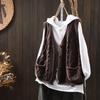 Cárdigan Chaleco de Punto de Algodón con Trenzas de Bolsillo para Mujer, Holgado, Otoño, Vintage, Casual, Cuello en V, Sin Mangas, Chaleco Apilado