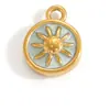 Accesorios de Joyería de Acero Inoxidable Transfronterizos Maleta de Dibujos Animados Goteo de Aceite Flor Colorida Chapado en Oro Real de 18K Colgante