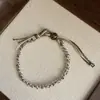 Pulsera de Cuerda Trenzada con Cuentas de Plata Texturizada Plata S925 Diseño de Nicho Retro de Gama Alta Diseño de Tirador Adecuado para Múltiples Tamaños de Mano