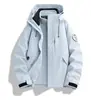 Chaqueta Cortavientos para Exteriores Otoño Invierno Tres en Uno con Forro Polar con Capucha Cálida Engrosada Moda Parche Traje de Montañismo