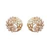 Aretes Esféricos Huecos Tejidos con Textura Metálica para Mujer, Aretes de Moda de Lujo Ligero Estilo Ins, Aretes de Bola Hueca Redonda