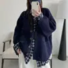 Chaqueta Suéter de Punto Suave y Cera Estilo Coreano Holgado Cuello en V Otoño e Invierno Nuevo Estilo Perezoso de Gama Alta Versátil Color Sólido Cárdigan