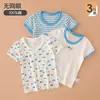 Camiseta de Manga Corta para Niños Verano Algodón Puro Camiseta de Manga Media de Dibujos Animados para Niños Camisa Básica Casual de Cuello Redondo para Niños Pequeños y Medianos